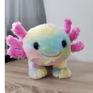 Build A Bear BAB 18" Tye Dye Pastel Rainbow Axolotl Stuffed Animal Kids Toy
